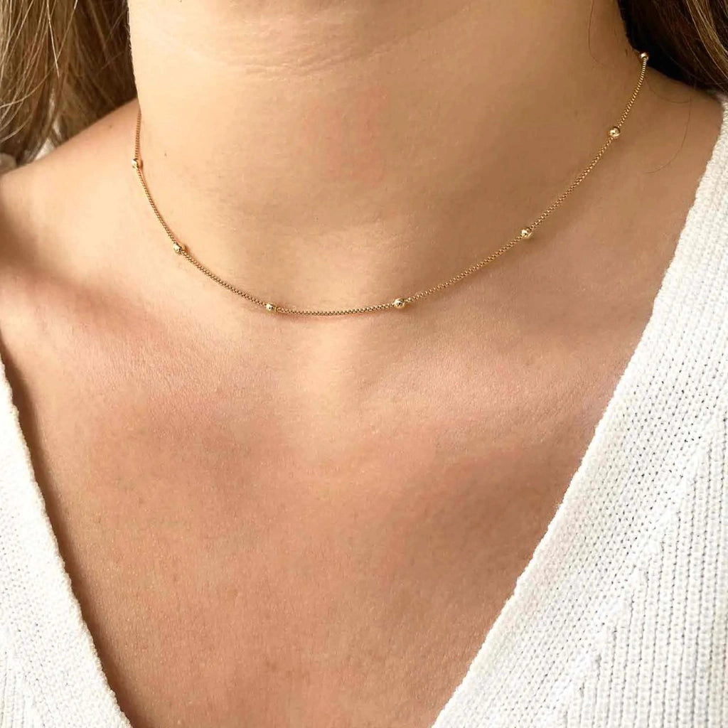 Choker de Bolinhas Espaçadas Banhado a Ouro 18K