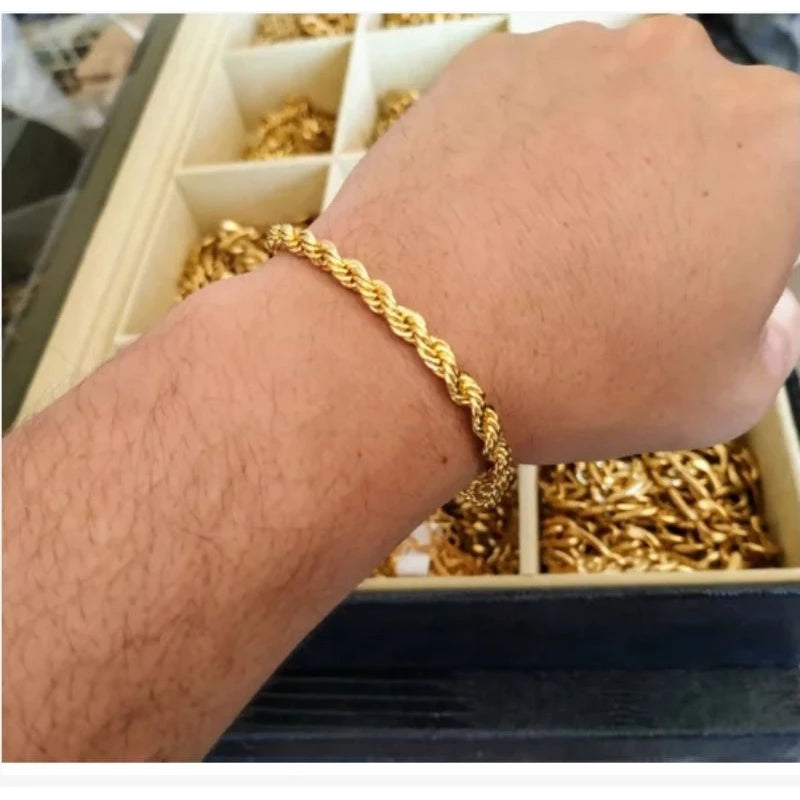 Pulseira Trançada Baiano 5MM Banhada a Ouro 18K