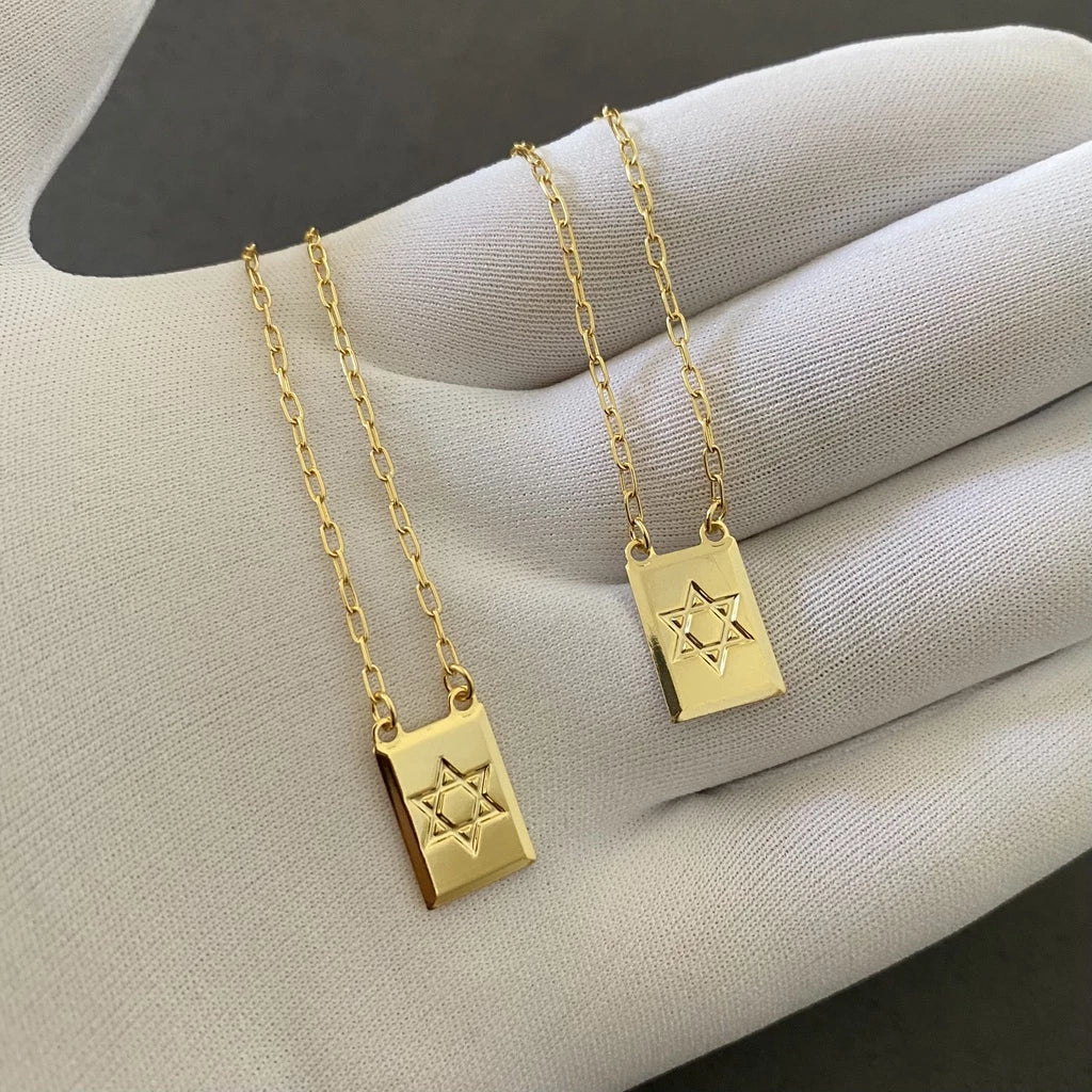 Corrente Escapulário Estrela de Davi Cartier Banhado a Ouro 18k