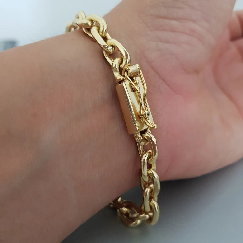 Pulseira Cadeado Masculina Banhada a Ouro 18k 8mm