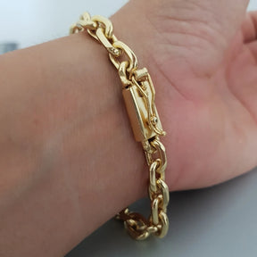 Pulseira Cadeado Masculina Banhada a Ouro 18k 8mm