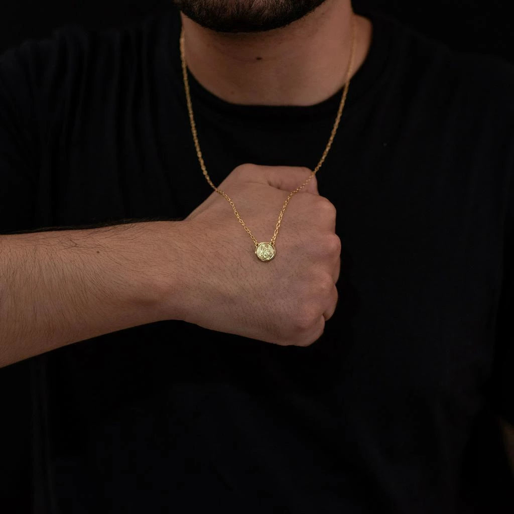 Escapulário Colar Nossa Senhora do Carmo e Sagrado Coração Jesus Banhado a Ouro 18k
