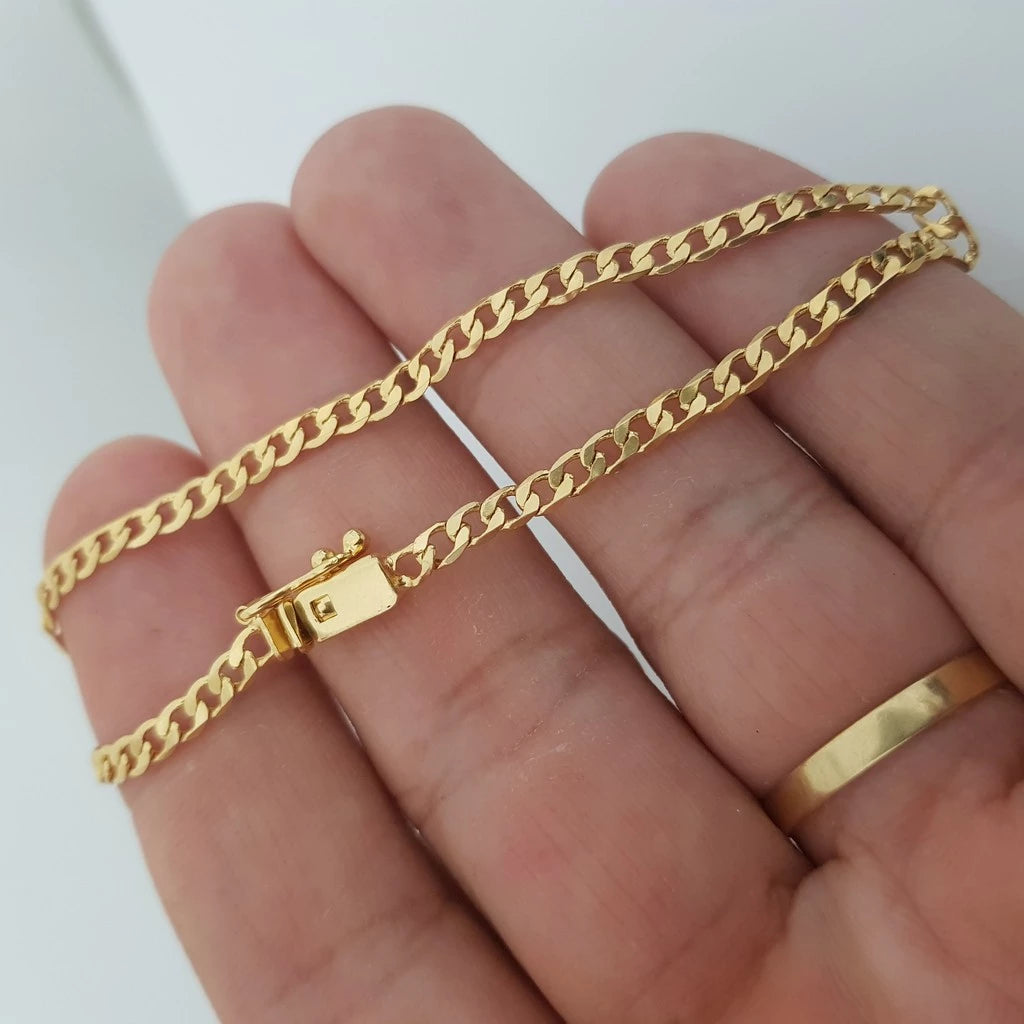 Pulseira grumet masculina 3mm banhada a ouro 18k