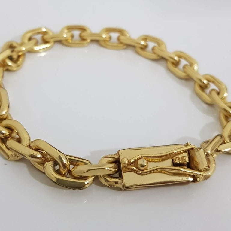 Pulseira Cadeado Masculina Banhada a Ouro 18k 8mm