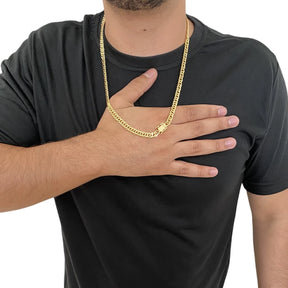 Corrente Grossa Cordão Masculino Grumet Dupla com Fecho Gaveta Banhado a Ouro 18K