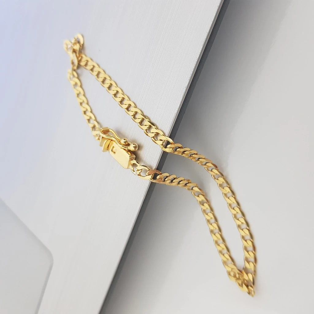 Pulseira grumet masculina 3mm banhada a ouro 18k