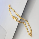 Pulseira grumet masculina 3mm banhada a ouro 18k