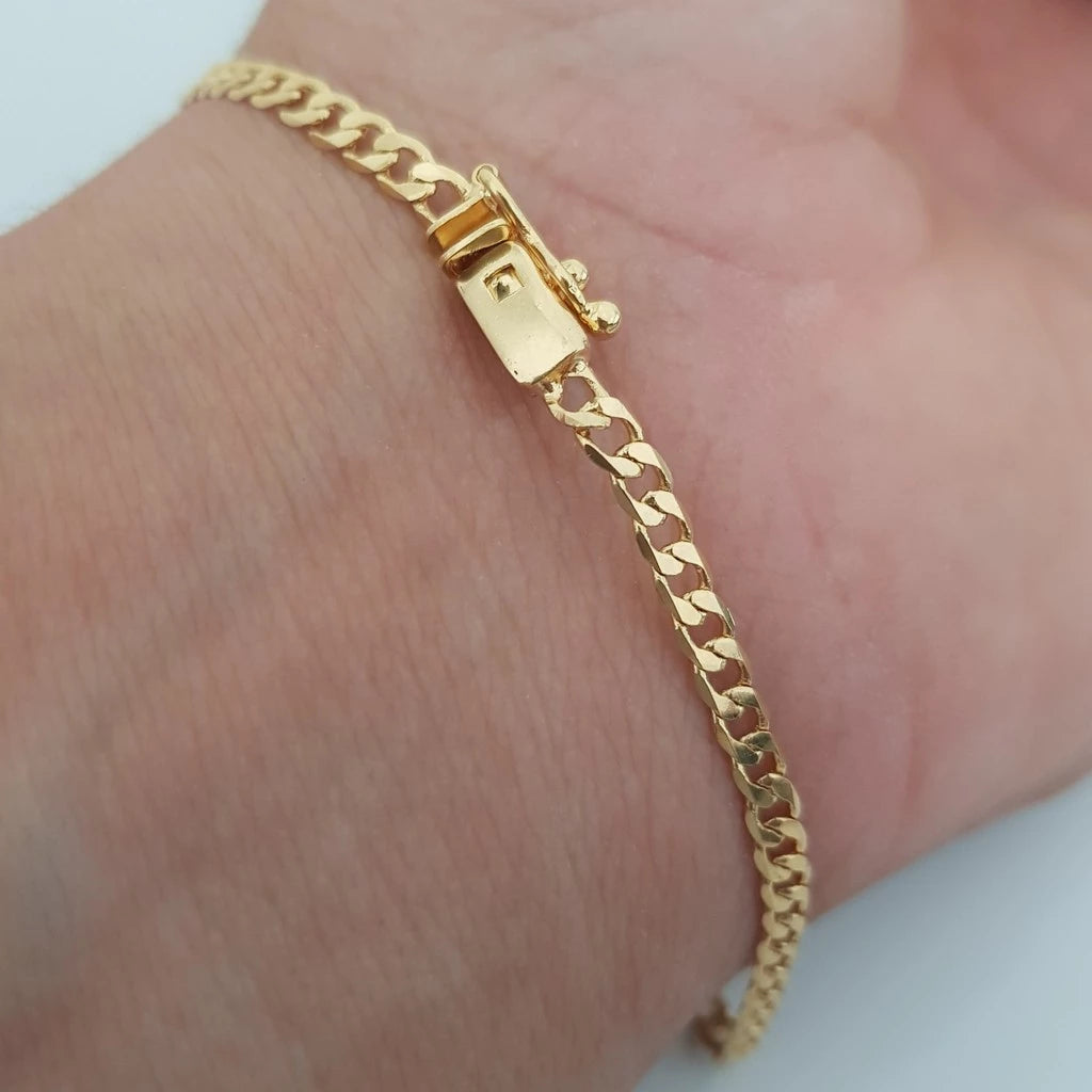 Pulseira grumet masculina 3mm banhada a ouro 18k