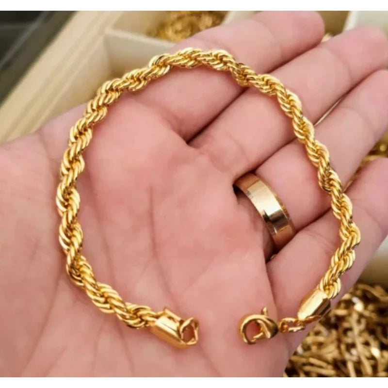 Pulseira Trançada Baiano 5MM Banhada a Ouro 18K