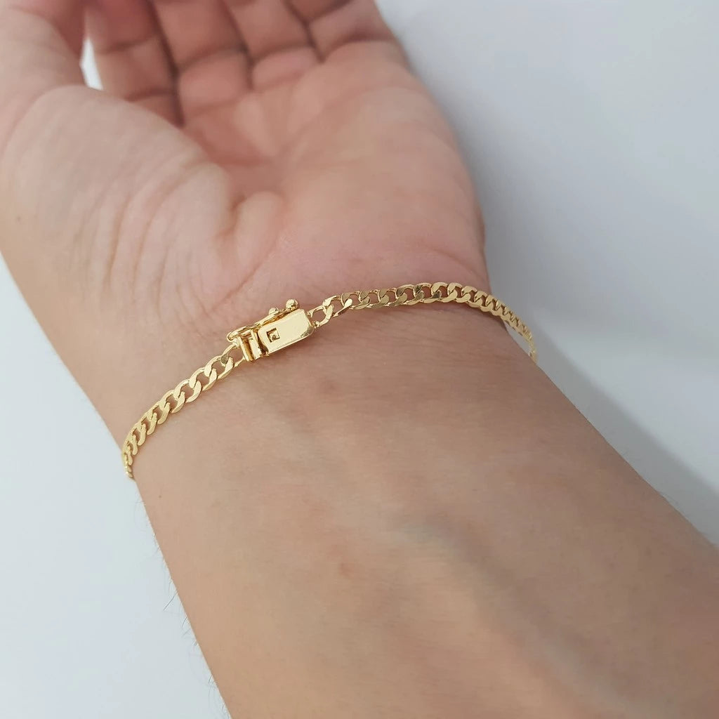 Pulseira grumet masculina 3mm banhada a ouro 18k