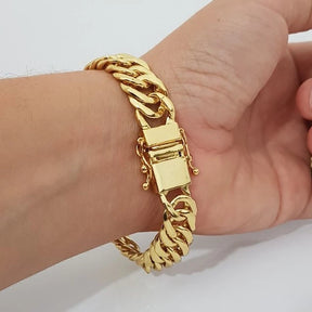 Pulseira Lacraia Masculina Banhada a Ouro 18k 14mm