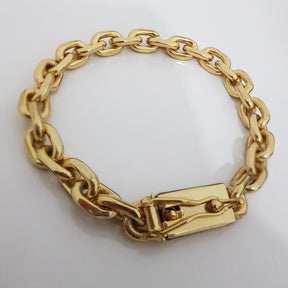 Pulseira Cadeado Masculina Banhada a Ouro 18k 8mm