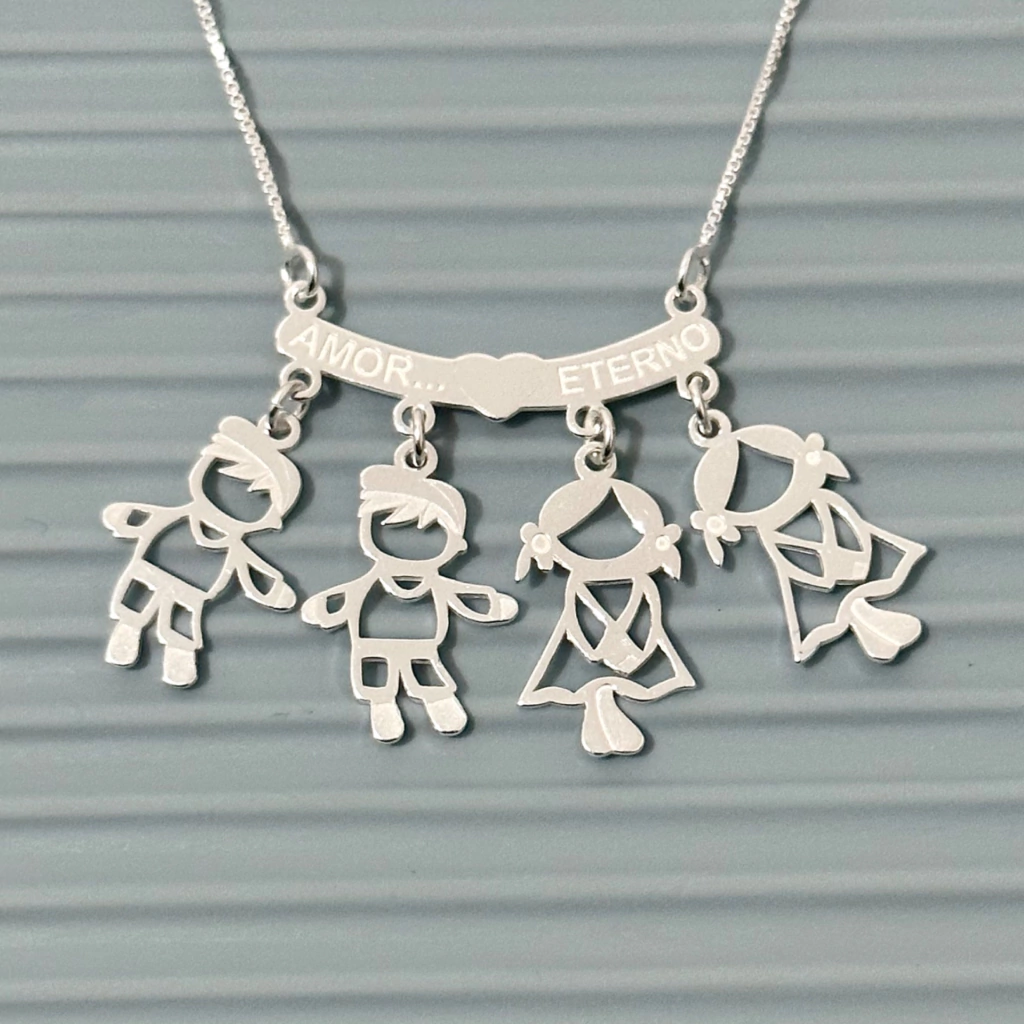 Colar com pingente canga 2 meninos e 2 meninas - Kalon Joias