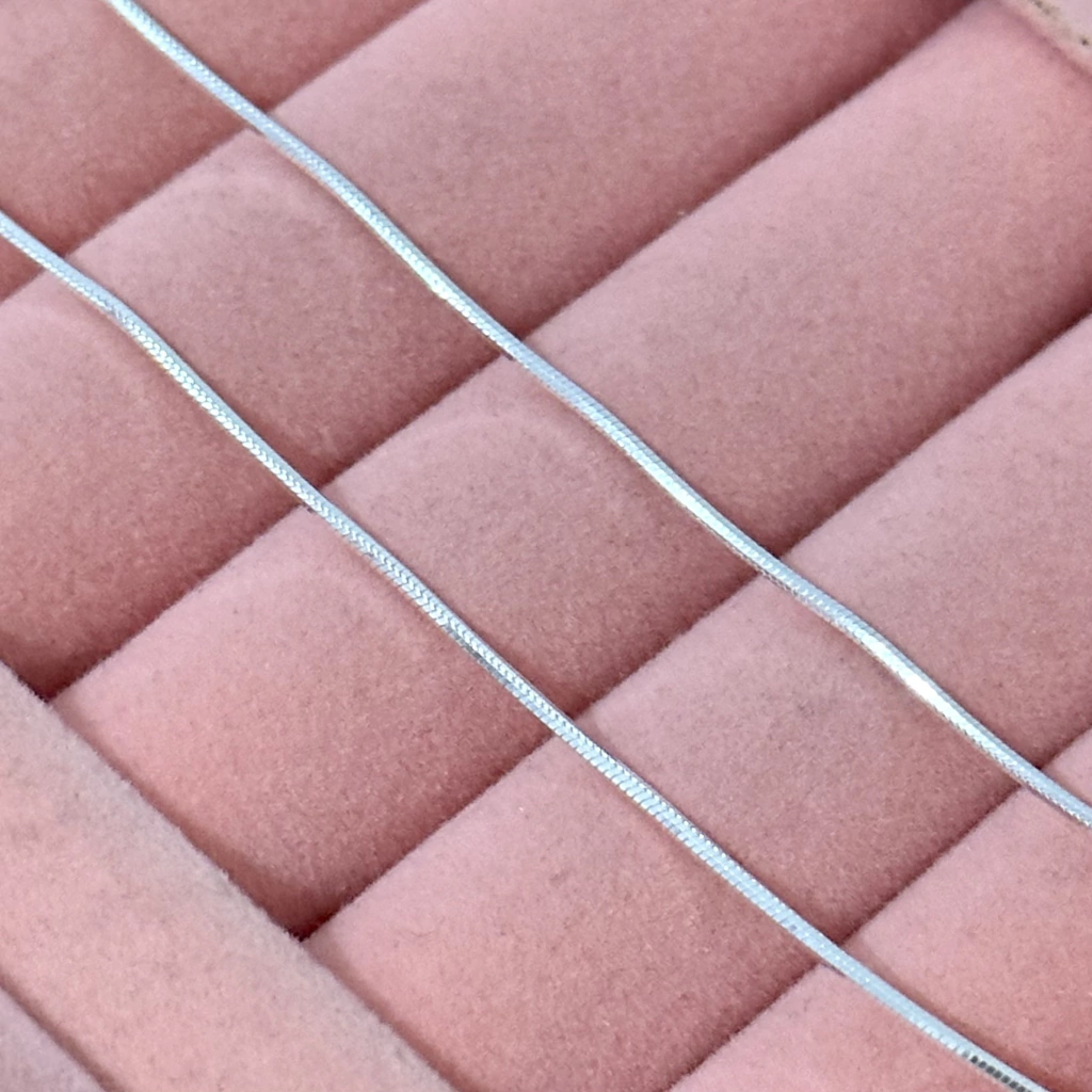 Colar rabo de rato laminado 60 cm. 1.3 mm. - Kalon Joias