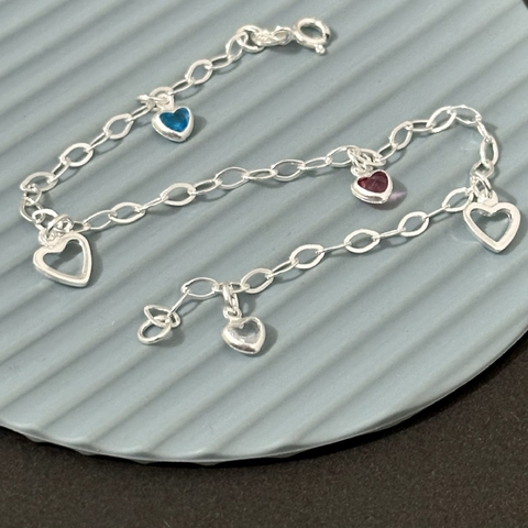 Pulseira 3 pedras coração e 2 vazados - Kalon Joias