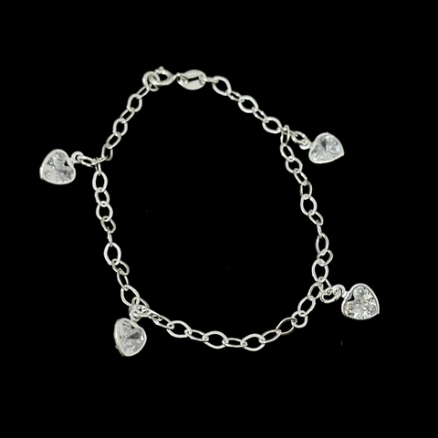 Pulseira 4 corações cor cristal - Kalon Joias