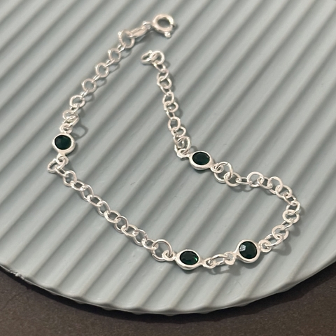 Pulseira 4 pedras 2 no meio verde - Kalon Joias