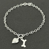 Pulseira coração e osso dog - Kalon Joias