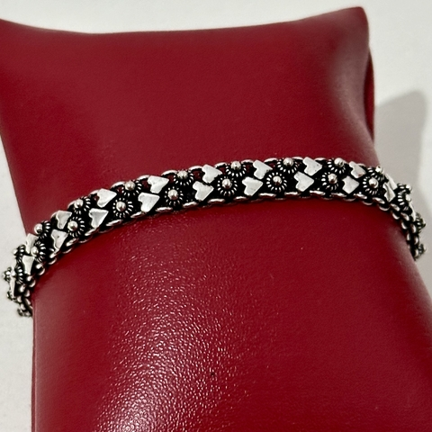 Pulseira envelhecida corações 6.3 mm. - Kalon Joias