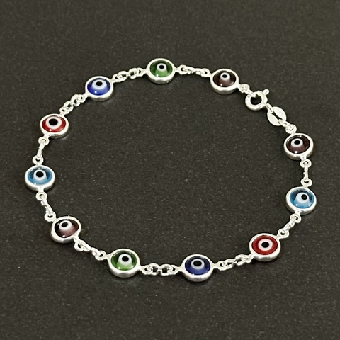 Pulseira inteira olhos colorida - Kalon Joias