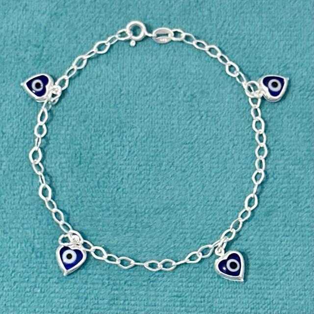 Pulseira olho 4 pedras coração - Kalon Joias