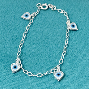 Pulseira olho 4 pedras coração - Kalon Joias