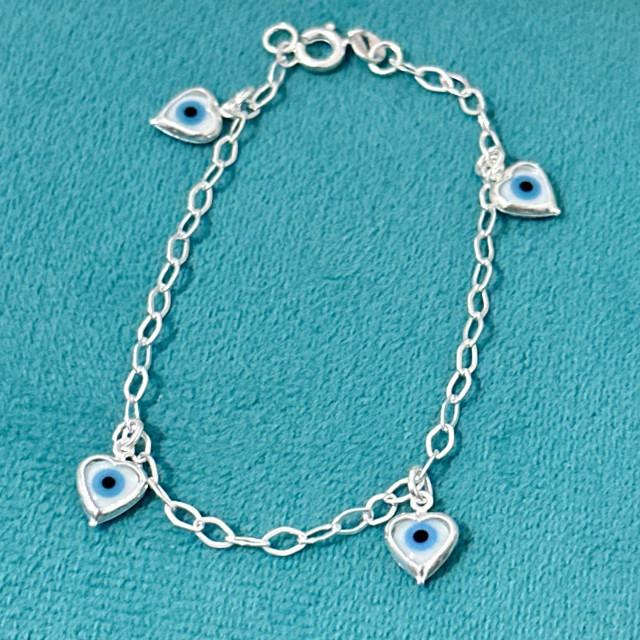Pulseira olho 4 pedras coração - Kalon Joias