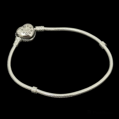 Pulseira Pandora coração pedras 17 cm. - Kalon Joias