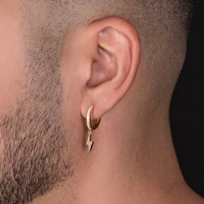 Brinco Argola com Raio Cravejado Zircônia Banhado a Ouro 18k
