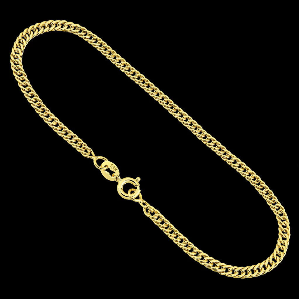 Pulseira Masculina Grumet Dupla Lacraia 3mm Banhada a Ouro 18k