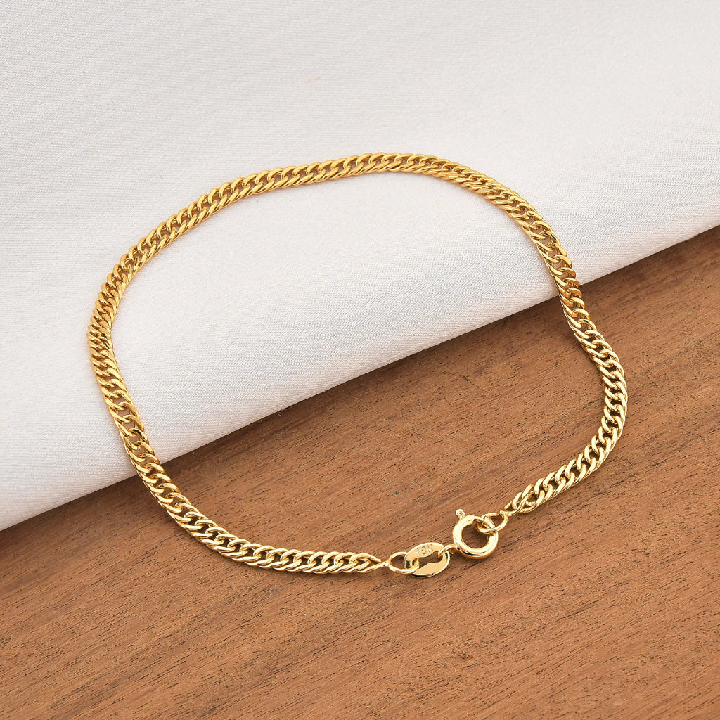 Pulseira Masculina Grumet Dupla Lacraia 3mm Banhada a Ouro 18k