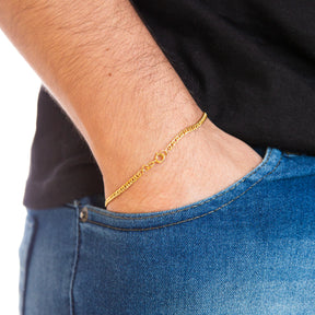Pulseira Masculina Grumet Dupla Lacraia 3mm Banhada a Ouro 18k