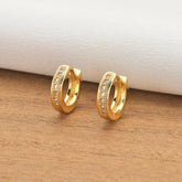 Brinco Argola Cravejada com Zircônia Banhada a Ouro 18k