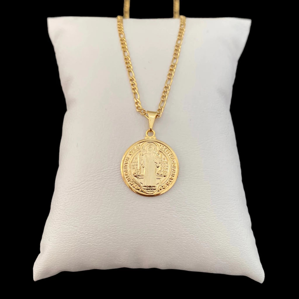 Corrente Masculina 3x1 com Pingente São Bento Banhados a Ouro 18k