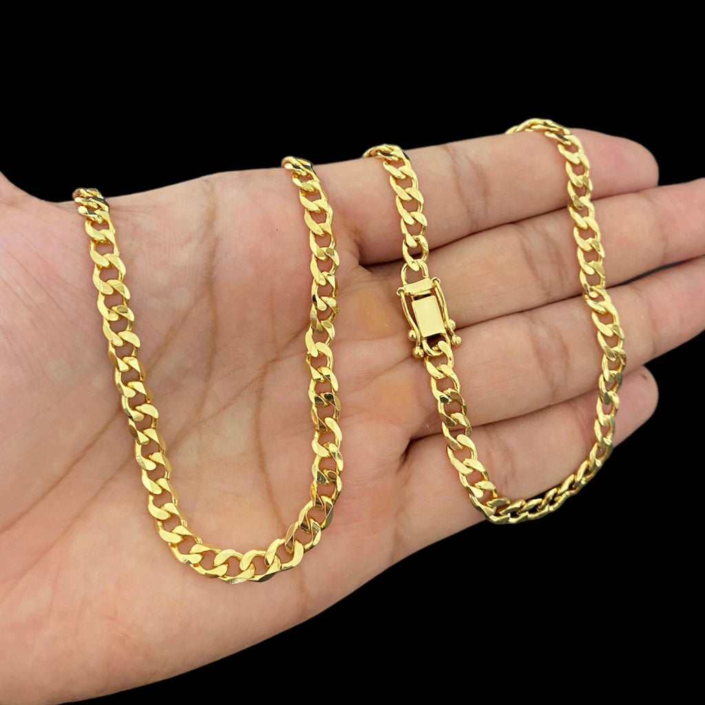 Corrente Grumet Cordão Masculino Fecho Gaveta Banhada a Ouro18k