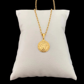 Cordão Corrente Masculina Cartier + Pingente Medalha Medusa Versace Banhados a Ouro 18k