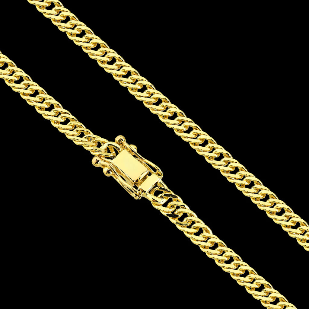 Corrente Grossa Cordão Masculino Grumet Dupla com Fecho Gaveta Banhado a Ouro 18K