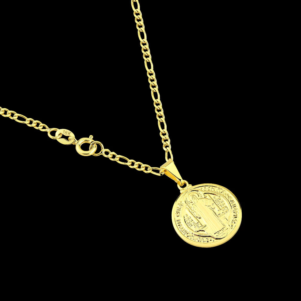 Corrente Masculina 3x1 com Pingente São Bento Banhados a Ouro 18k
