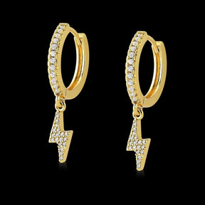 Brinco Argola com Raio Cravejado Zircônia Banhado a Ouro 18k