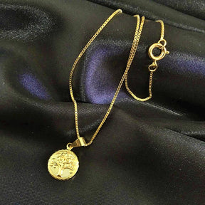 Colar Choker Feminino + Pingente Árvore da Vida Banhado a Ouro 18k